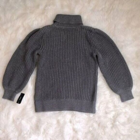 Alfani Pop of Grey Turtleneck Sweater Metallic Long Puff Sleeve Chunky 1X NEW - Picture 2 of 12